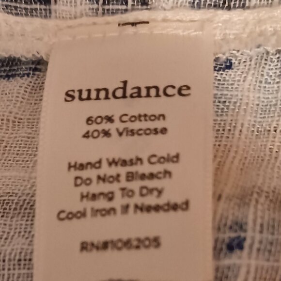 Once Worn SUNDANCE Cruise wear Short Sleeve Blouse LG  Button, collar, "gauzey" - Picture 9 of 9